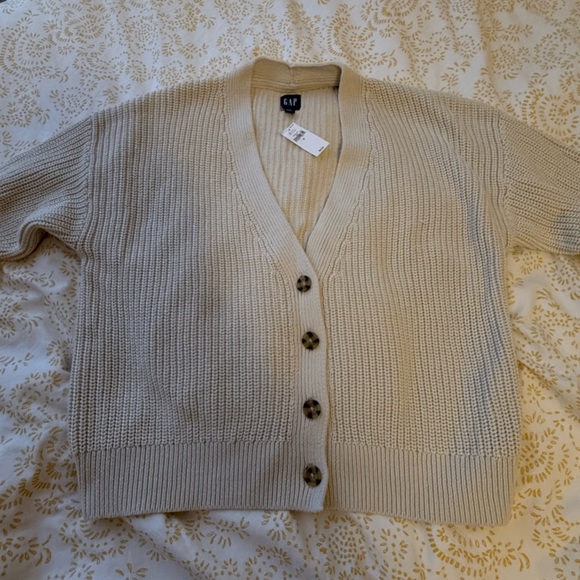 NWT GAP Women's M Beige Shaker Stitch Cardigan Soft Cotton NEW - Picture 8 of 9